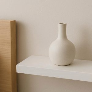 With Bedside Table Minimalist Home Style Small Round Ceramic Vase with Narrow Neck Modern Decorative Accent for Bathroom Shelf
