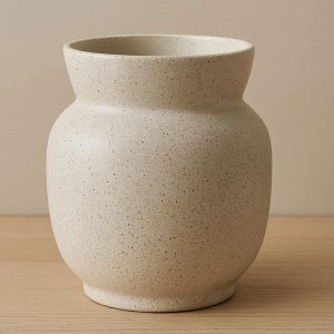 Wide Mouth Ceramic Flower Vase with Speckled Finish Modern Minimalist Decorative Pot for Large Bouquets and Living Room Centerpiece