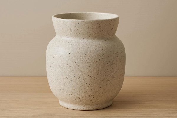 Wide Mouth Ceramic Flower Vase with Speckled Finish Modern Minimalist Decorative Pot for Large Bouquets and Living Room Centerpiece