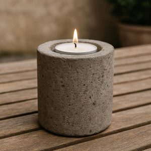 Rustic Concrete Pillar Candle Base Industrial Minimalist Cement Tealight Holder for Outdoor Patio Table