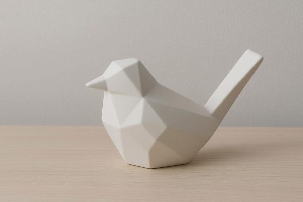 Minimalist Geometric Ceramic Bird Figurine Matte White Animal Statue Modern Creative Desktop Ornament For Office