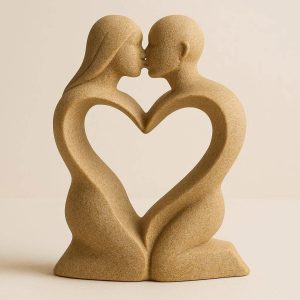 Modern Sandstone Kissing Lovers Sculpture Abstract Romantic Couple Figurine Creative Anniversary Gift For Bedroom Decor