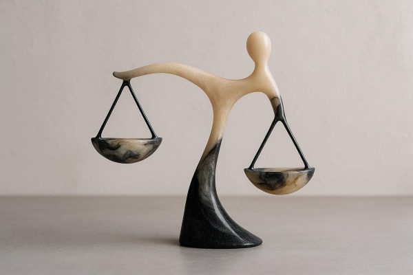 Abstract Resin Balancing Scale Sculpture Minimalist Justice Law Figurine Creative Desktop Ornament For Professional Office