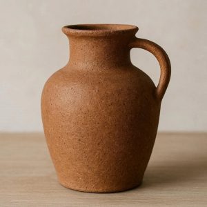 Rustic Terracotta Style Ceramic Vase Minimalist Earthy Tone Decorative Jug for Farmhouse Kitchen and Living Room Table Ornament
