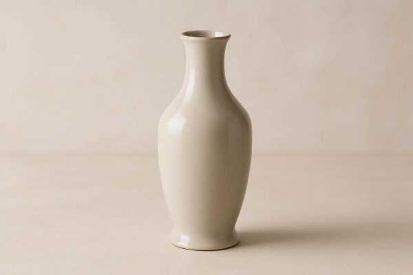 Elegant Bottle Shaped Ceramic Vase with Smooth Glaze Modern Decorative Flower Holder for Formal Dining Table and Mantel Styling